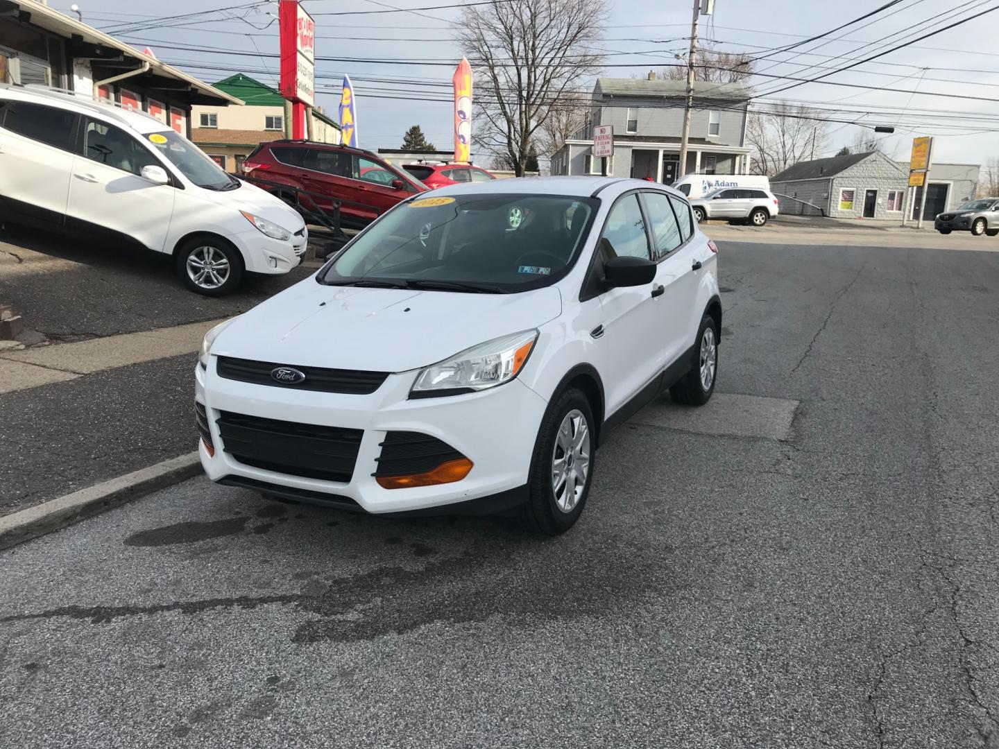 2015 White /Gray Ford Escape S (1FMCU0F72FU) with an 2.5 V4 engine, Automatic transmission, located at 577 Chester Pike, Prospect Park, PA, 19076, (610) 237-1015, 39.886154, -75.302338 - Photo#2